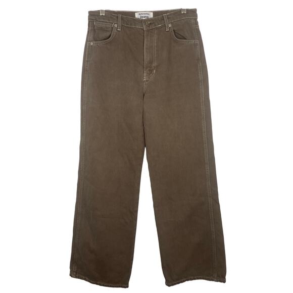 Reformation Cowboy High Rise Wide Leg Jeans Slouchy Size 27 X 28 Brown minimal - Picture 1 of 10